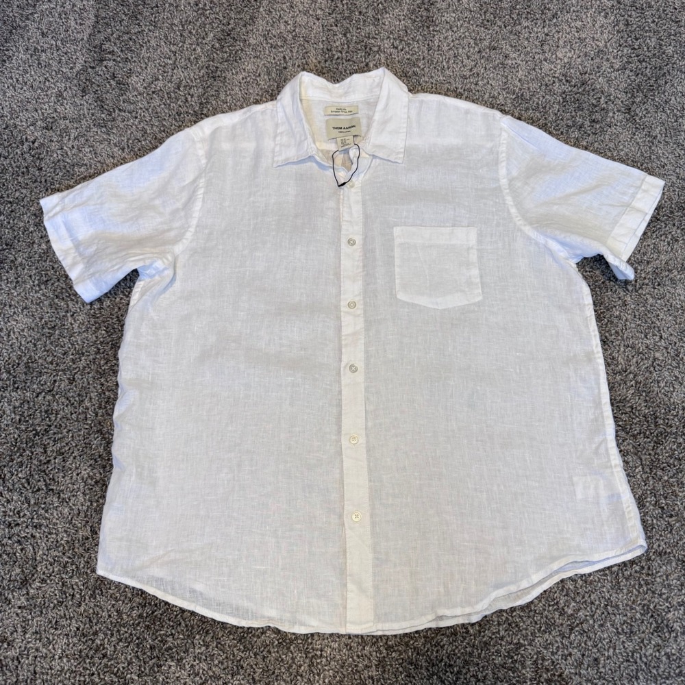 NWOT Thom Aaron 100% Linen Men's White Shirt Sz XL Resort Vacation Beach Summer